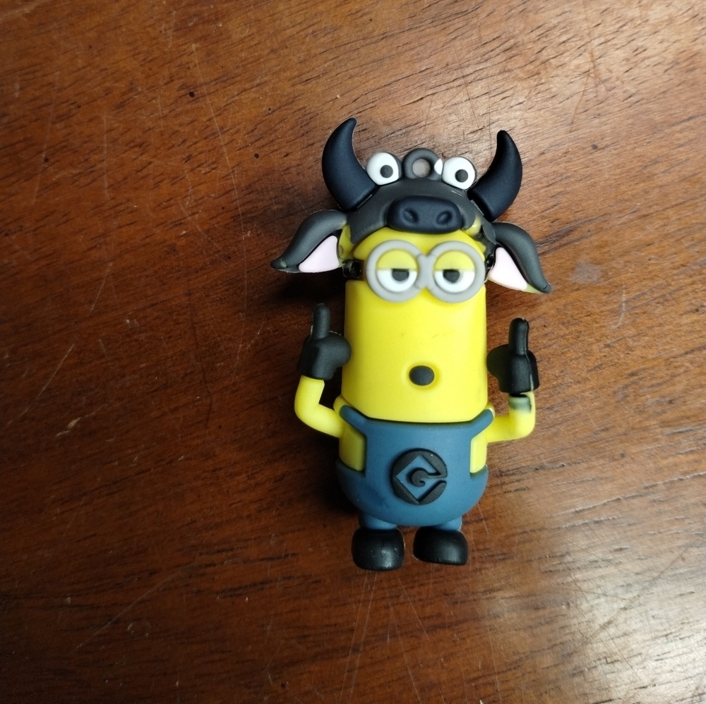 New Minion With Cow Hat Yellow and Black Keychain